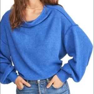 Free People Blue Off-the-Shoulder Sweater